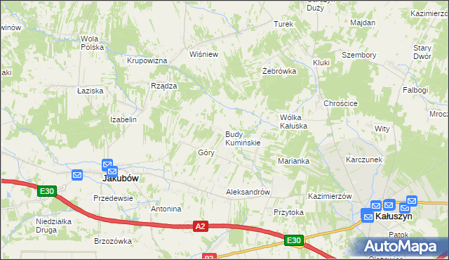 mapa Budy Kumińskie, Budy Kumińskie na mapie Targeo