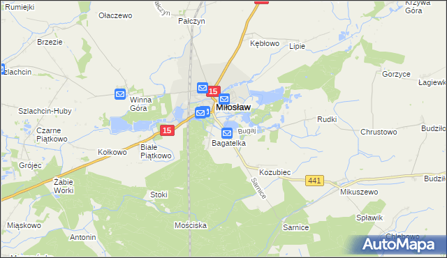 mapa Bugaj gmina Miłosław, Bugaj gmina Miłosław na mapie Targeo
