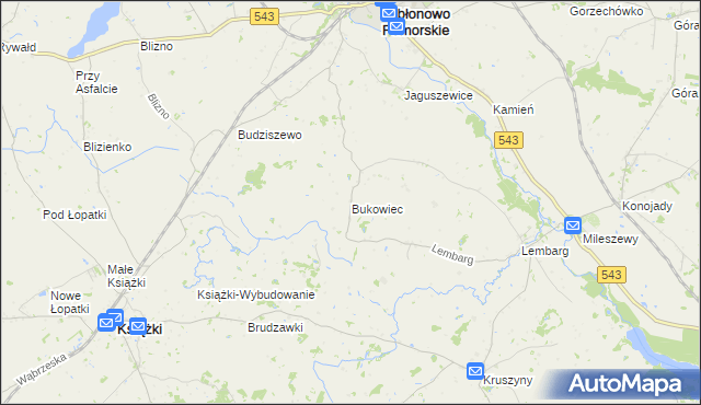 mapa Bukowiec gmina Jabłonowo Pomorskie, Bukowiec gmina Jabłonowo Pomorskie na mapie Targeo