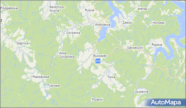 mapa Bukowiec gmina Solina, Bukowiec gmina Solina na mapie Targeo