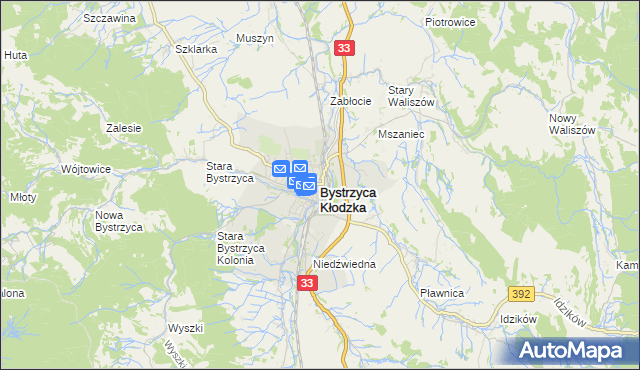 mapa Bystrzyca Kłodzka, Bystrzyca Kłodzka na mapie Targeo