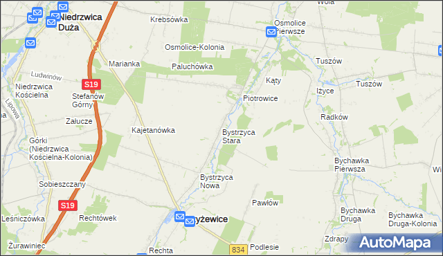 mapa Bystrzyca Stara, Bystrzyca Stara na mapie Targeo