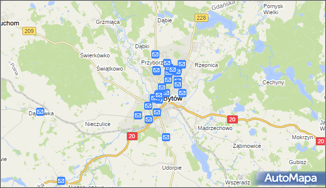 mapa Bytów, Bytów na mapie Targeo