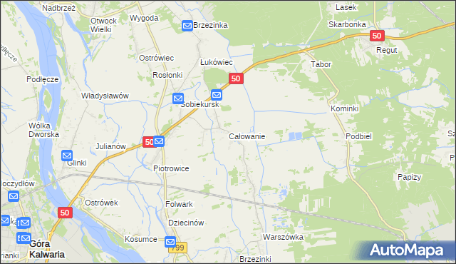 mapa Całowanie, Całowanie na mapie Targeo