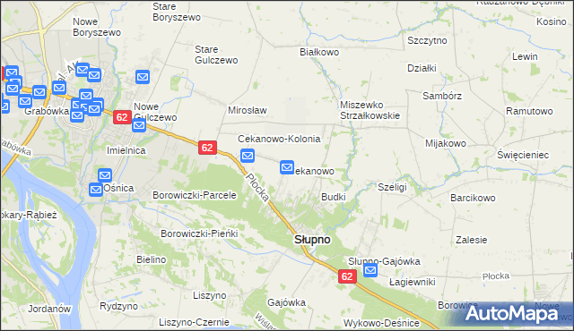 mapa Cekanowo gmina Słupno, Cekanowo gmina Słupno na mapie Targeo