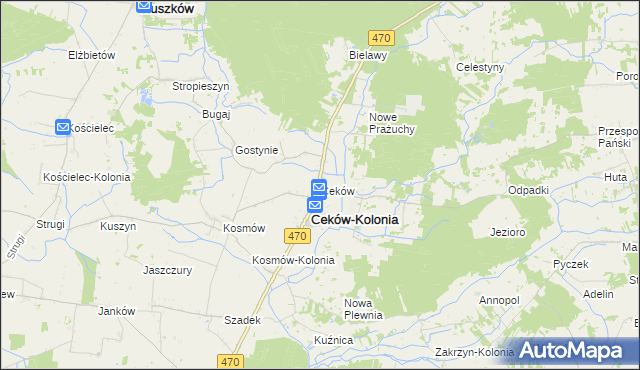 mapa Ceków, Ceków na mapie Targeo