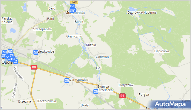 mapa Centawa, Centawa na mapie Targeo