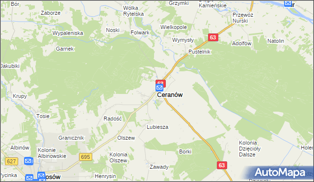 mapa Ceranów, Ceranów na mapie Targeo