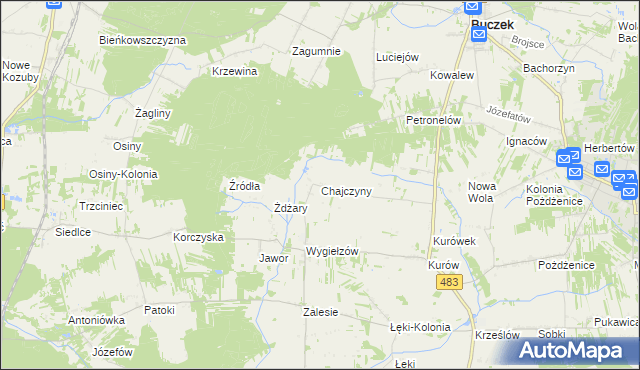 mapa Chajczyny, Chajczyny na mapie Targeo