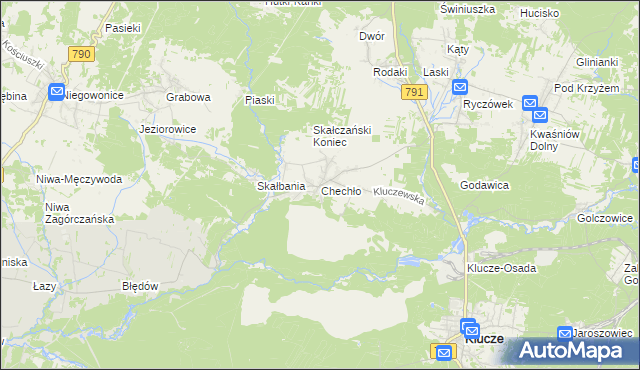 mapa Chechło gmina Klucze, Chechło gmina Klucze na mapie Targeo