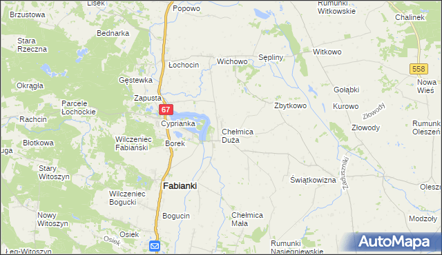 mapa Chełmica Duża, Chełmica Duża na mapie Targeo