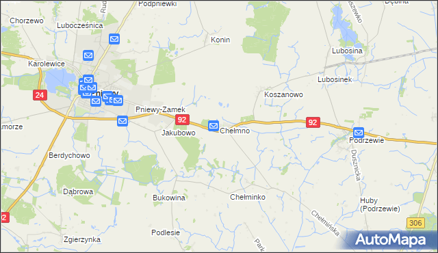 mapa Chełmno gmina Pniewy, Chełmno gmina Pniewy na mapie Targeo