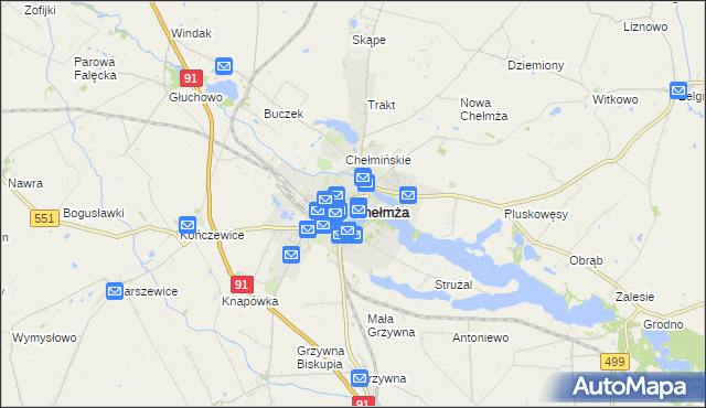 mapa Chełmża, Chełmża na mapie Targeo