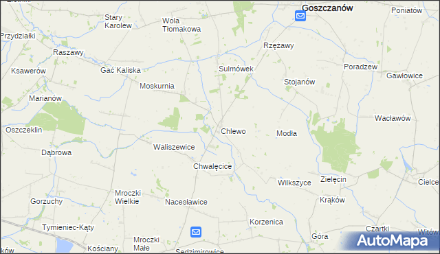 mapa Chlewo gmina Goszczanów, Chlewo gmina Goszczanów na mapie Targeo