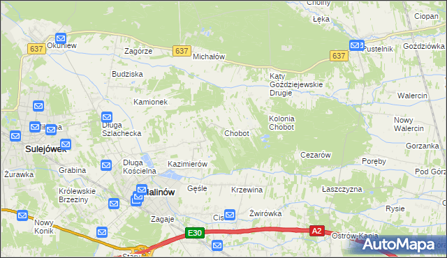 mapa Chobot gmina Halinów, Chobot gmina Halinów na mapie Targeo