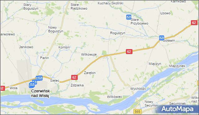 mapa Chociszewo gmina Czerwińsk nad Wisłą, Chociszewo gmina Czerwińsk nad Wisłą na mapie Targeo