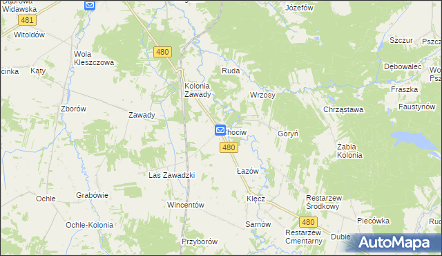 mapa Chociw gmina Widawa, Chociw gmina Widawa na mapie Targeo