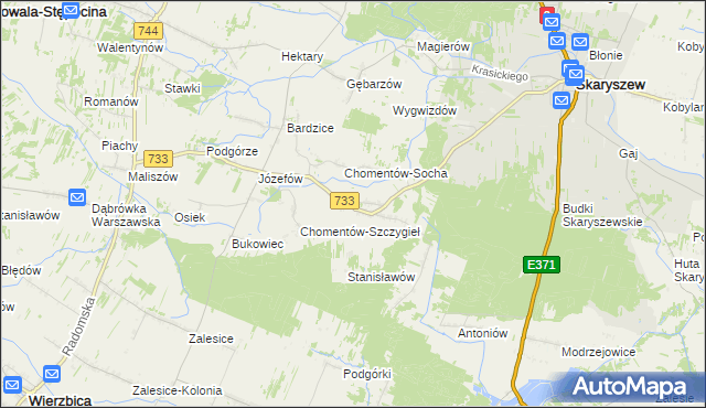 mapa Chomentów-Puszcz, Chomentów-Puszcz na mapie Targeo