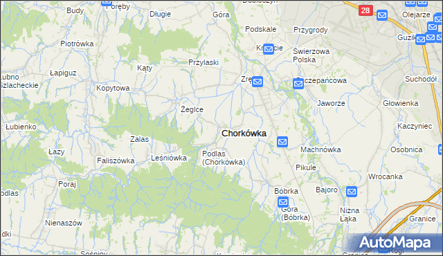 mapa Chorkówka, Chorkówka na mapie Targeo