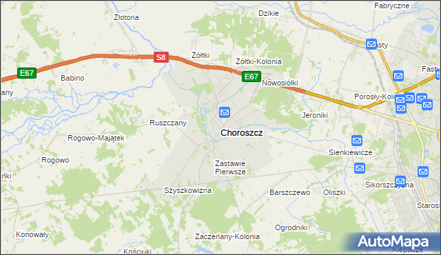 mapa Choroszcz, Choroszcz na mapie Targeo