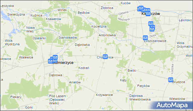 mapa Chorzenice gmina Sulmierzyce, Chorzenice gmina Sulmierzyce na mapie Targeo
