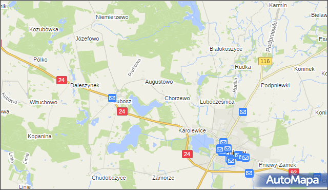 mapa Chorzewo gmina Kwilcz, Chorzewo gmina Kwilcz na mapie Targeo