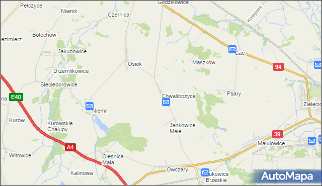 mapa Chwalibożyce, Chwalibożyce na mapie Targeo