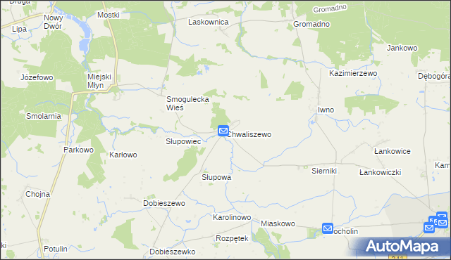 mapa Chwaliszewo gmina Kcynia, Chwaliszewo gmina Kcynia na mapie Targeo