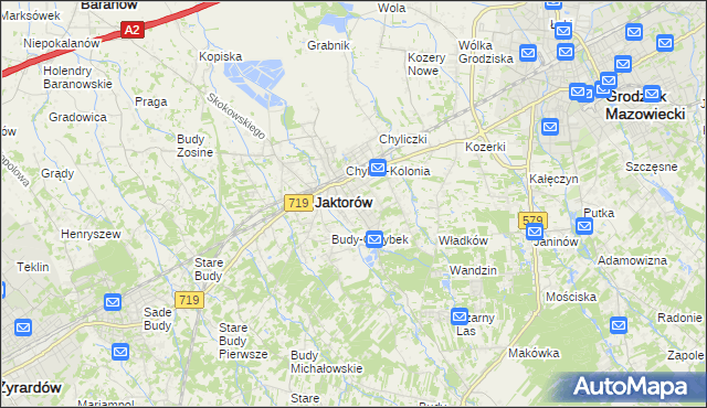 mapa Chylice gmina Jaktorów, Chylice gmina Jaktorów na mapie Targeo