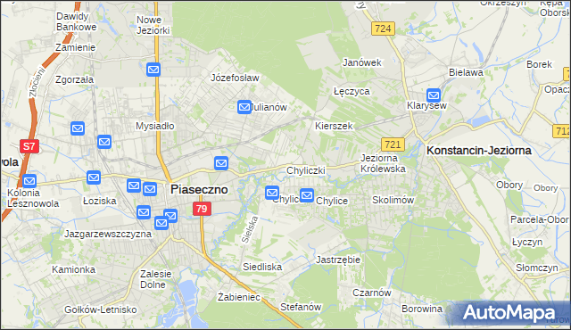 mapa Chyliczki gmina Piaseczno, Chyliczki gmina Piaseczno na mapie Targeo