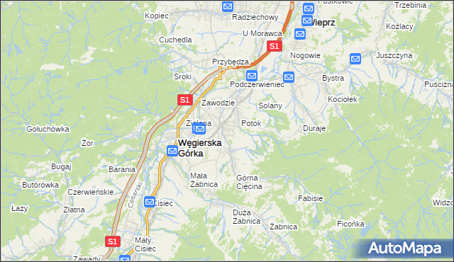mapa Cięcina, Cięcina na mapie Targeo