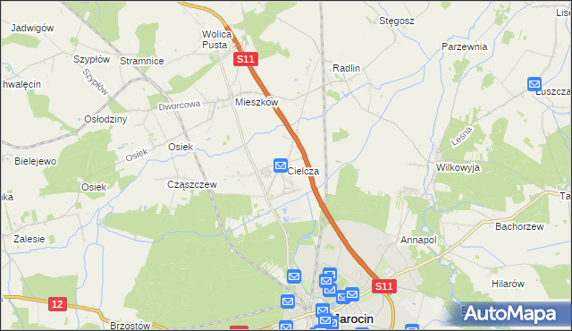 mapa Cielcza, Cielcza na mapie Targeo