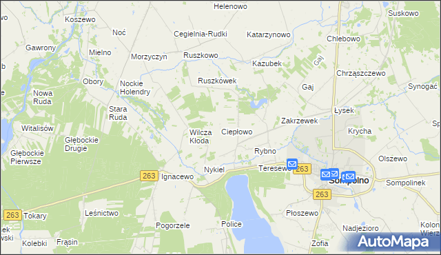 mapa Ciepłowo, Ciepłowo na mapie Targeo