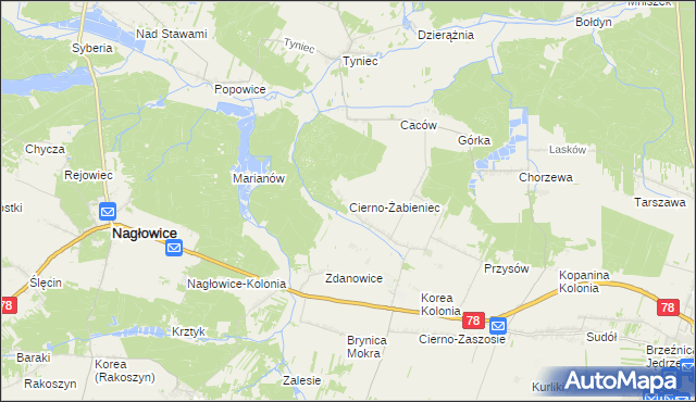 mapa Cierno-Żabieniec, Cierno-Żabieniec na mapie Targeo