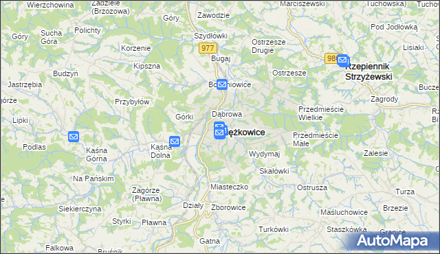 mapa Ciężkowice powiat tarnowski, Ciężkowice powiat tarnowski na mapie Targeo