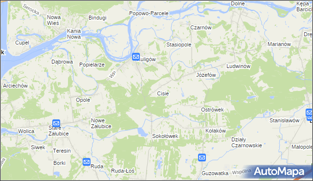 mapa Cisie gmina Dąbrówka, Cisie gmina Dąbrówka na mapie Targeo