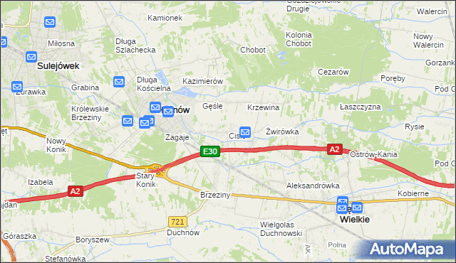 mapa Cisie gmina Halinów, Cisie gmina Halinów na mapie Targeo