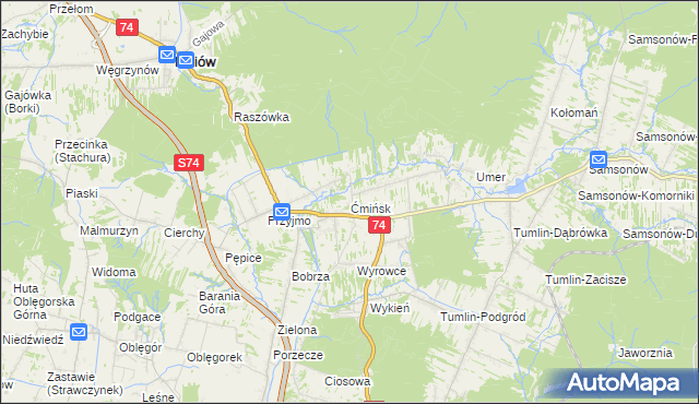 mapa Ćmińsk, Ćmińsk na mapie Targeo