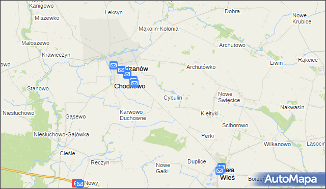 mapa Cybulin gmina Bodzanów, Cybulin gmina Bodzanów na mapie Targeo