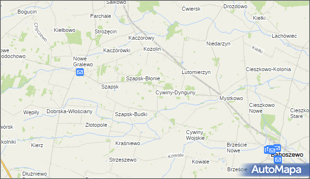 mapa Cywiny-Dynguny, Cywiny-Dynguny na mapie Targeo