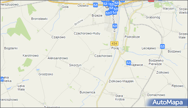 mapa Czachorowo gmina Gostyń, Czachorowo gmina Gostyń na mapie Targeo