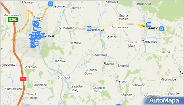 mapa Czachowo gmina Zawonia, Czachowo gmina Zawonia na mapie Targeo
