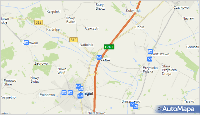 mapa Czacz gmina Śmigiel, Czacz gmina Śmigiel na mapie Targeo