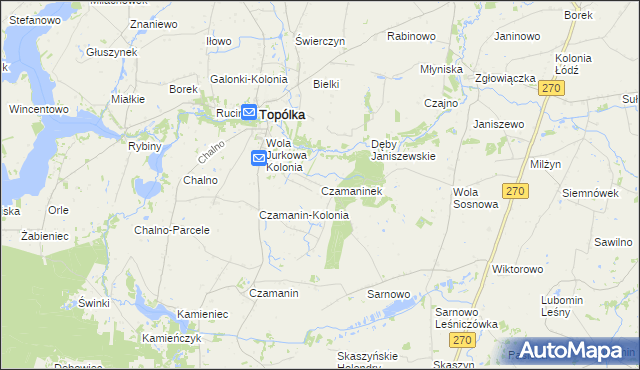 mapa Czamaninek, Czamaninek na mapie Targeo