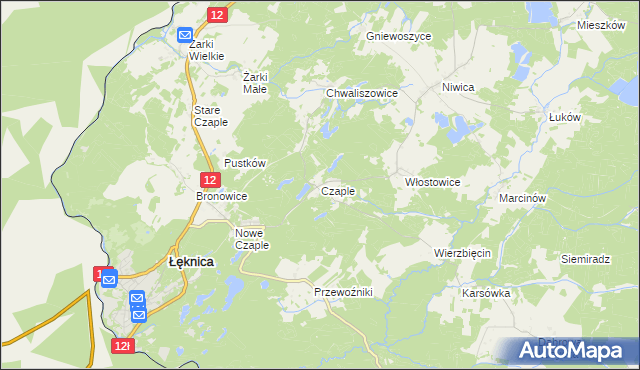 mapa Czaple gmina Trzebiel, Czaple gmina Trzebiel na mapie Targeo