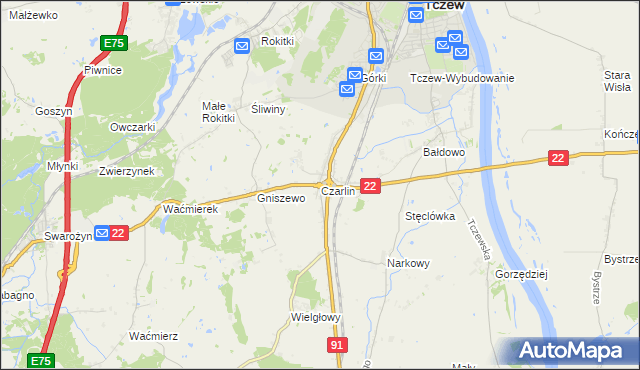 mapa Czarlin, Czarlin na mapie Targeo