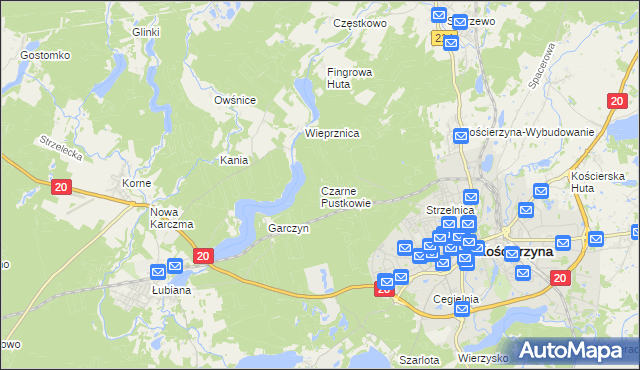 mapa Czarne Pustkowie, Czarne Pustkowie na mapie Targeo
