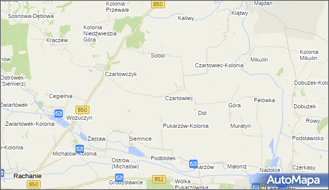 mapa Czartowiec gmina Tyszowce, Czartowiec gmina Tyszowce na mapie Targeo