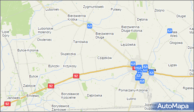 mapa Cząstków gmina Kłodawa, Cząstków gmina Kłodawa na mapie Targeo