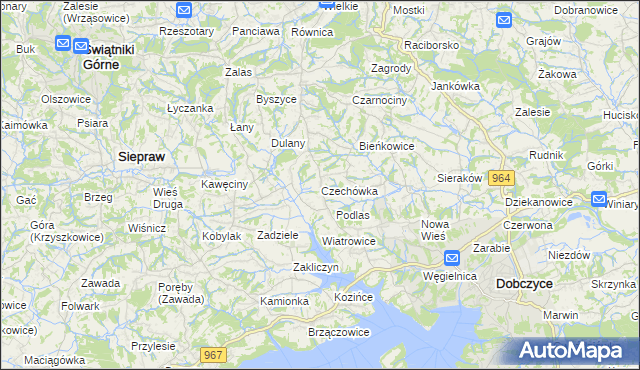 mapa Czechówka gmina Siepraw, Czechówka gmina Siepraw na mapie Targeo